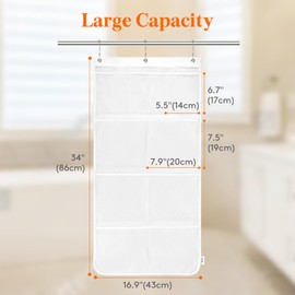 Lifewit Mesh Shower Caddy, 9 Pockets Hanging Shower Organizer with Quick Drying Mesh, Portable Space Saving Bathroom Organizer to Hold Soap, Shampoo and Cruise Ship Essentials, White, Large - 1 Pack