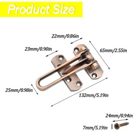 Yosawo 2 PCS Door Lock Latch,Home Security Door Lock, Swing Bar Door Lock,Safety Childproof Reinforcement Door Stopper,Hotel Door Latches with Screws（Red Bronze/SY））