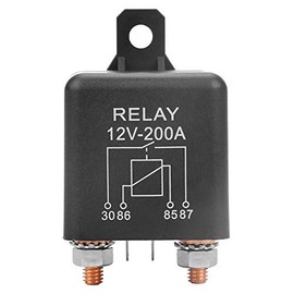 WM686 Car Start Relay, 12V 200A 4-Pin High Performance Relay, Copper Connectors, 4.3 x 4.5 x 8 cm, for Small Cranes and Wheat Combine Harvesters