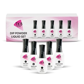 TKB Nail Dip Powder Liquid Set| Bond, Base, Activator, Top, Brush Saver (0.5 fl oz each)| Long Lasting, Fast Drying Nail Strengtheners, No UV Lamp Required (Pack of 5)