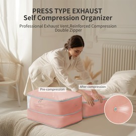 DIMJ Comforter Storage Bag 6 Pack - Blanket Storage Organizer Compression Bags, Large Capacity Ultra Space Saving Self Compression Organize for Bedding, Pillow, Duvet, Sheet Storage with Zipper Window