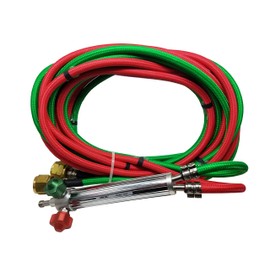 Gentec Small Torch Basic Kit with Easy Turn Knobs Oxy/Acetylene 12' FT Hose American Fittings with 5 Tips (#2-6)