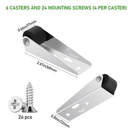 0.9 Inch Low Profile Casters Wheels Set of 6, Small Casters Wheels for Furniture, Cabinets, Drawers, Bookshelves & DIY Projects, 44Lbs Capacity Per Wheel, Vertical/Horizontal Mount Ruedas Para Muebles