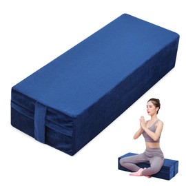 GOFORIT Yoga Bolster Pillow Restorative,Triple-Layer Foam Rectangular Yoga Bolster,26.5"X9.5" X6" (Dark Blue, 26.5"X9.5" X6")