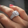 925 Sterling Silver Shiny Full Diamond Ring 18K Gold Cocktail