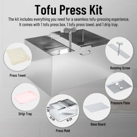 Mageeki Tofu Press, Tofu Press Stainless Steel with Cheese Cloth and Drip Tray for Homemade Firm Tofu, Paneer Maker & Cheese Press - Efficient Water Removal, Dishwasher Safe
