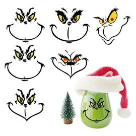 Large 5 Inch Christmas Face Eyes Stickers for Crafts Vinyl Faces Pitcher Rub on Transfers Decals for Ornaments Glass Drinking Cups Wood Decorations Balls Party Supplies (face8)