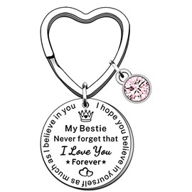 TTOVEN Bestie Gifts Female Bestie Birthday Gifts Bestie Keyring Birthday Gifts for Best Friend Heart Graduation Christmas Presents Friendship Gifts for Women