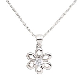 Cherished Moments Girls Sterling Silver Daisy Simulated April Birthstone Necklace for Children
