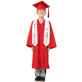 GraduatePro Kindergarten Graduation Cap and Gown Stole Package 2025 Tassel Set for Kids Red 30
