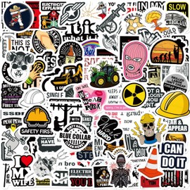 100 Pcs Hard Hat Stickers, Funny Hard Hat Stickers Waterproof Vinyl for Helmet, Cars, Tool Box, Phone, Water Bottle, Luggage, Laptop, Adults Men Women
