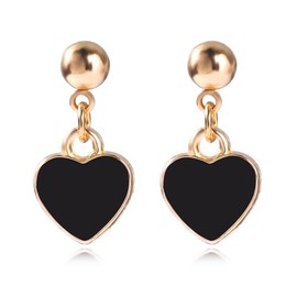 Liaght Weight Minimalism Red Love Heart Dangle Earrings Unique Elegant Red Enamel Heart Drop Earrings for Women Valentine's Day Jewelry Gifts (Black Love Heart Dangle Earrings)