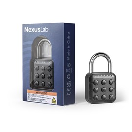 NexusLab 6-Digit Smart Padlock with TUYA App - IP67 Waterproof, Military Zinc Alloy, 10 Passwords, Dual Alerts for Gym/School/Travel Lockers (Black) (with Tuya APP Contrl)
