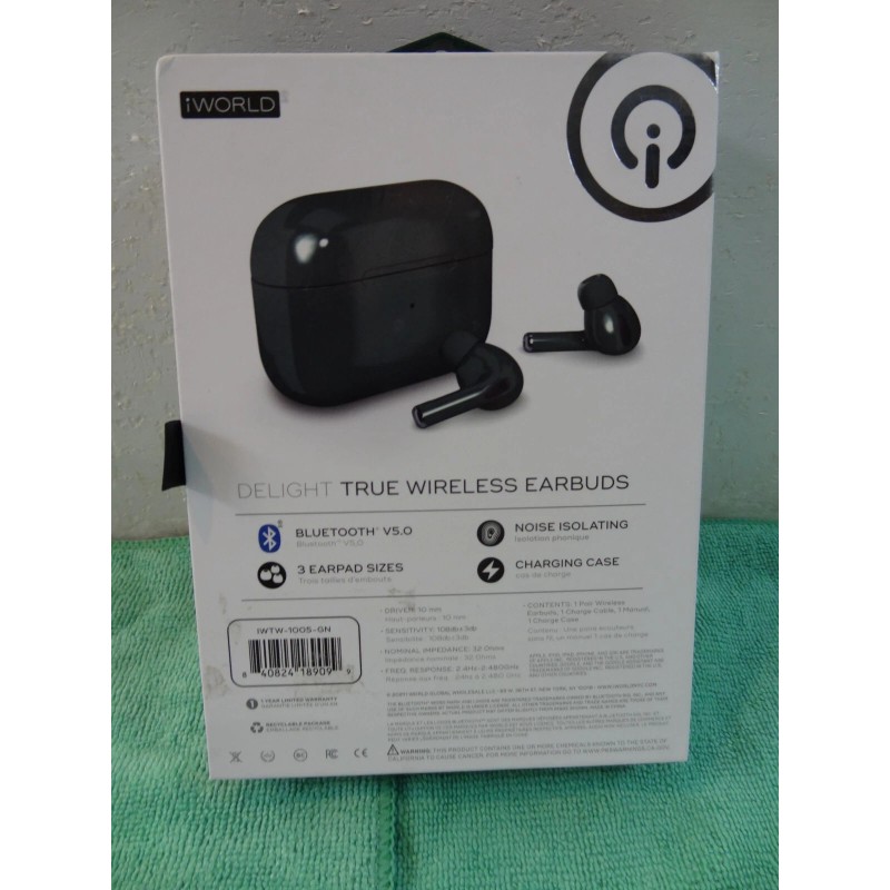 iworld Delight True Wireless Earbuds Works w/Siri &GOOGLE, Bluetooth-Dark Green