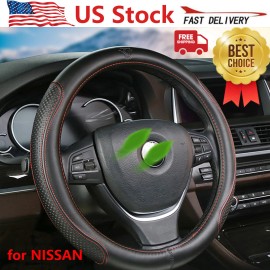homegooder 15"Diameter Car Steering Wheel Covers Genuine Leather Anti-slip For NISSAN Part