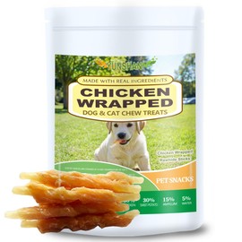 YUNSHAN Dog and Cat Snacks 10.0 onces,Chicken Wrapped Rawhide Dog Chew Sticks, High Protein Pet Treats