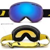 JULI OTG Ski Goggles,Frameless Over Glasses Skiing Snow Goggles for Men Women & Youth - 100% UV Protection Dual Lens (Black Frame+VLT 18.4% Brown Len with REVO Blue)