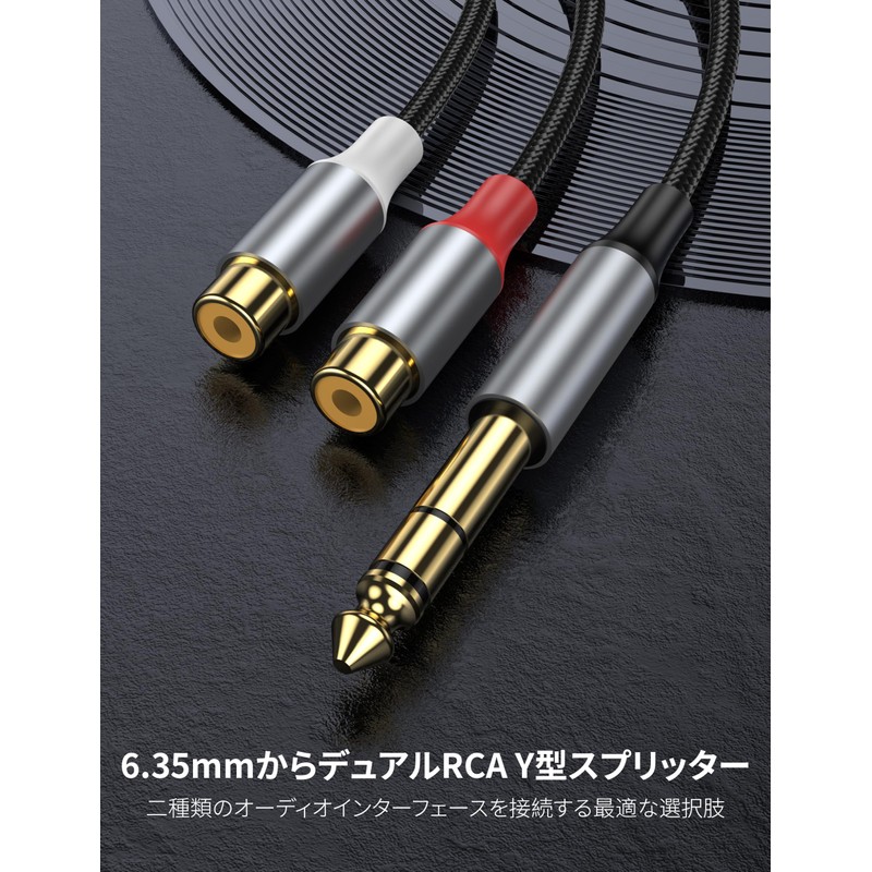 KAYQINHO 6.35mm to 2RCA Cable, 6.35mm 1/4" to 2 RCA