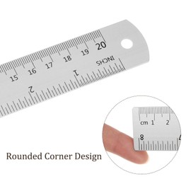 Kozelo 2Pcs Metric English Ruler - [20cm 8 Inch,40cm 16 Inch] Aluminum Measuring Metal Straight Ruler with Conversion Table for Office Manual Classroom Use, 28mm Wide