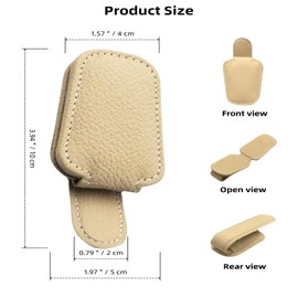 GoldenLife Sunglass Holder for Car, Magnetic Leather Sunglasses Holder and Ticket Card Clip, Car Visor Accessories, 2 Packs（Beige）