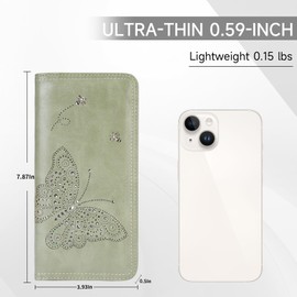 KITEVIUN RFID Wallet Women Ultra Slim Thin Womens Wallet Compact Clutch Long Ladies Wallet for Women GREEN