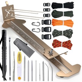 WILDAIR Paracord Bracelet Jig Kit with Marlin Spike Paracord FID Set 12 Lacing Needles/Fids for Paracord or Leather Work Paracord Tool Adjustable Length 4" to 13" Paracord Jig Bracelet Maker