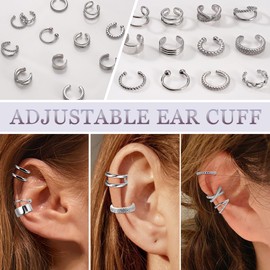 LOLIAS 12 Pieces Ear Cuff Gold Women's Ear Cuffs Earrings Ear Cuff Set 18K Gold Earrings Without Ear Hole Face Helix Conch Ear Clips Women's Ear Cuff Gold Earrings, copper