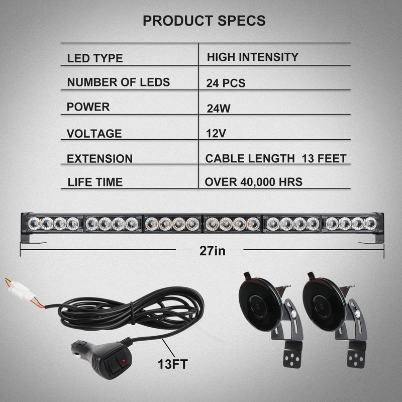 Red White LED Emergency Firefighter Lights Directional Hazard Warning Fire