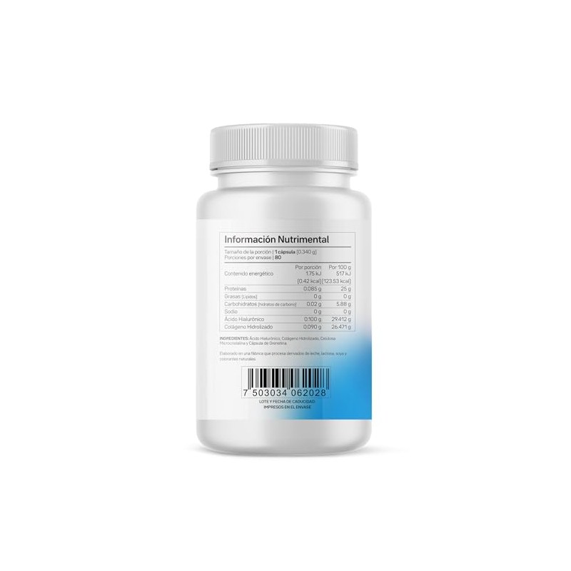 Primetech Nutrition Ácido Hialurónico Cápsulas, 80 Cápsulas 100 Mg