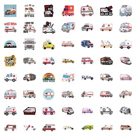 50PCS Cartoon Ambulance Graffiti Stickers for Kids Teens Adults Boys Girls,Nurse White Angels Decals Decoration Water Bottle Phone Bike Scooter Suitcase Refrigerator Laptop Motorcycle