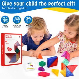 Tangram Magnetic IQ Puzzle Games Curious and Fun Travel Game for Children from 4 Tangram Children Tetris Magnetic Game Plane Gadgets