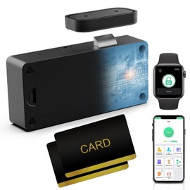 Cabinet Lock RFID Card NFC Hidden Dresser Drawer Lock eLinkSmart - Cupboard Door Lock with Bluetooth APP for Child Safety Kitchen Pantry Furniture Black