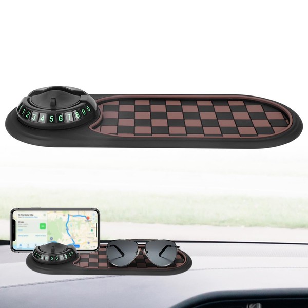 Multifunction Car Anti-Slip Mat with 360° Rotating Auto Phone Holder,