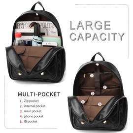 I IHAYNER 2-PCS Girls Fashion Backpack Bowknot Cute Mini Backpack PU Leather Rucksack Purse for Women COMET