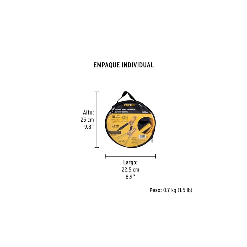Pretul CAP-2510P, Cables pasa corriente, 2.5 m, calibre 10 AWG