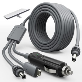 Starlink Mini Durable 10M Multi-Function 3-in-1 DC Extension Power Cable Reliable Replacement Cord for Vehicle InstallationColor: Grey, Length: 10 m, Number of Cores: 2-core