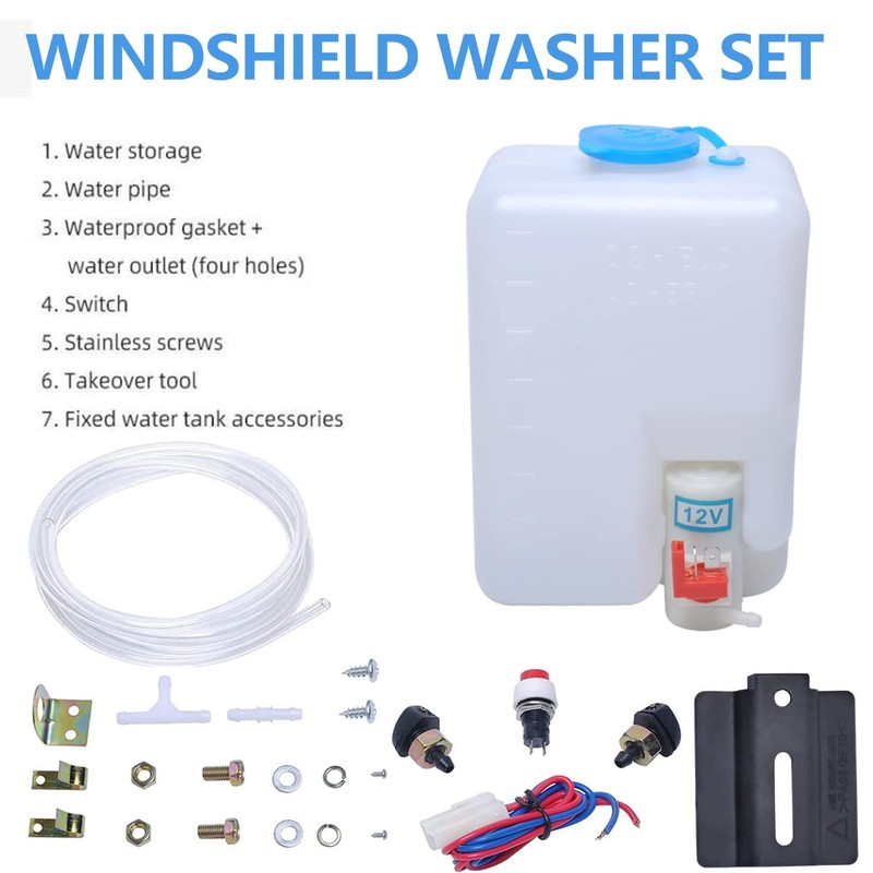 12V Universal Car Windshield Washer Pump System with Jet Button
