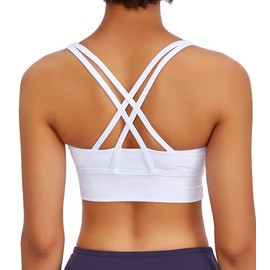 Lavento Women's Strappy Sports Bra Medium Support Workout Training Top