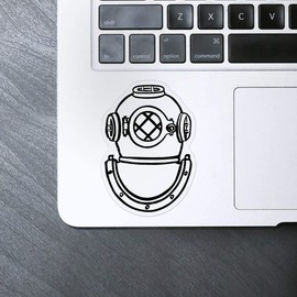 'Diving Helmet' Clear Sticker Decal – Waterproof Film for Windows, Cars, Walls & Crafts, Medium (100mm) (DC00066138)