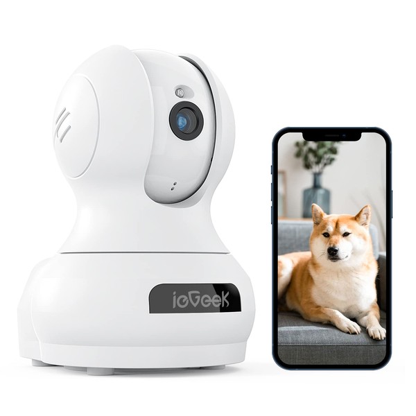 4 Megapixels, ieGeek Monitoring, Pet Camera, Network Camera, Alexa Compatible, Wireless, Dog, Answering Machine, Elderly Care, Automatic Tracking, Face Recognition, Sound/Motion Detection, Alarm Notification, Infrared Night Vision Function, Two-Way Audio