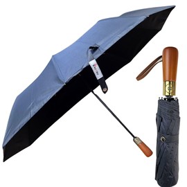 THUNDERBAY UMBRELLA Automatic Open And Close Wind Resistant And Waterproof, 3 Fold for Rain Heavy Duty Construction, Wood Handle with Cover,