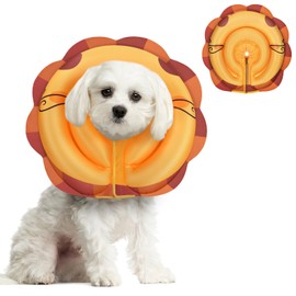 TOBYTO Inflatable Dog Cone Alternative - Soft Adjustable Recovery Collar for Small Medium Large Dogs After Surgery, Protective E Collar Anti Licking Does Not Block Vision(Orange, S)