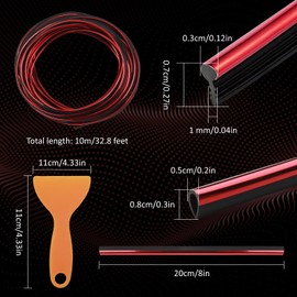 LHOEST Decorative Strips Car Decoration Accessories Interior, 10 m Car Interior Trim Strips and 20 Pieces Ventilation Grille Strips for Car Accessories, Interior Decoration, Air Vent Decoration (Red)