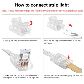 RGBZONE 4 Pin 10mm LED Strip Connector Kit 32.8ft 4 Pin RGB Extension Wire and 5 Pcs 4 Pin LED Strip to Wire Connectors for 10mm IP20/IP65 5050 3528 SMD RGB LED Strip Light