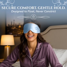 SLEEP SANCTUARY Luxury Eye Masks for Sleep, Ultimate Comfortable Sleep Mask for Women & Men – 100% Mulberry Silk for Total Blackout, Ideal for Side Sleepers - Secure, Adjustable Fit (Misty Blue)