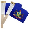 Pennsylvania PA State Flag on Wood Stick Small Mini Hand
