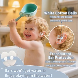 KOMIDK Baby Ear Covers for Bath(50PCS) Kids Ear Covers for Swimming Waterproof Ear Protection Plugs for Newborn Shower Swimming Kidsand Other Water Sports