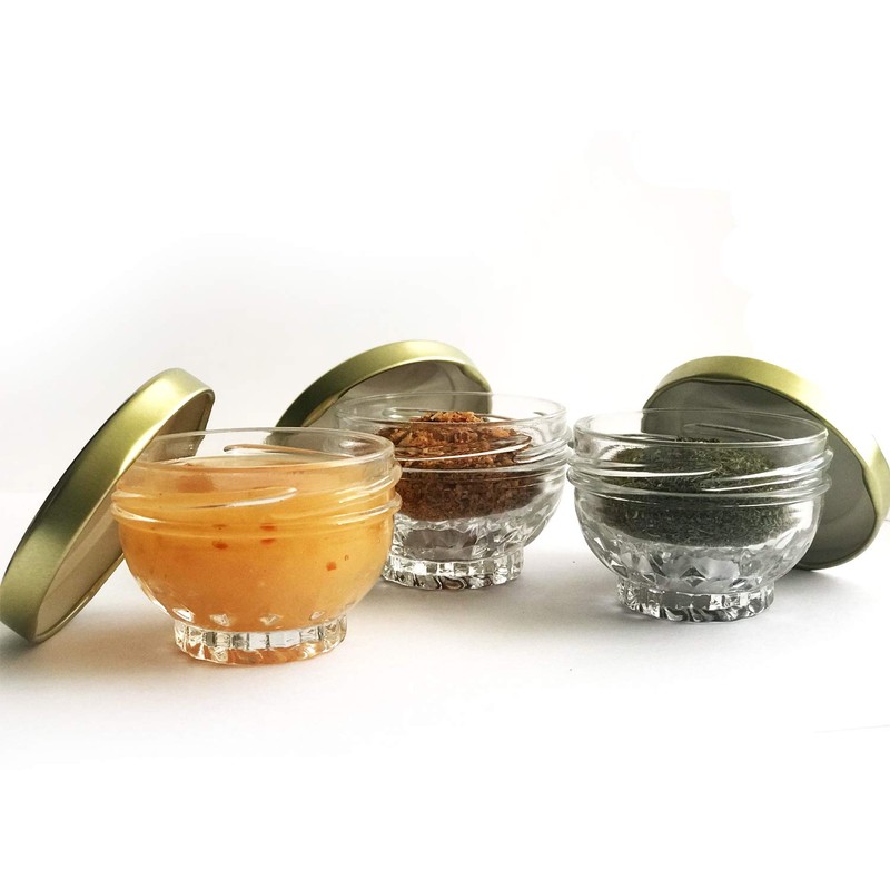 Caviar Line Small Mini Glass Jars With Tin Lids -