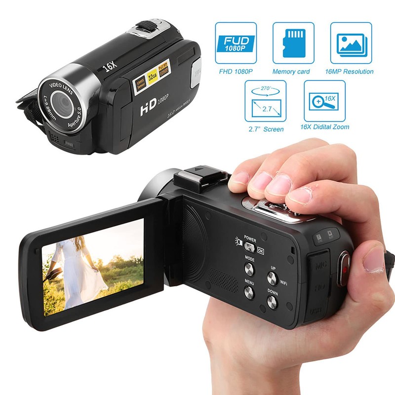 Video Camera Camcorder, Digital Camera Recorder Full 1080P 16MP with