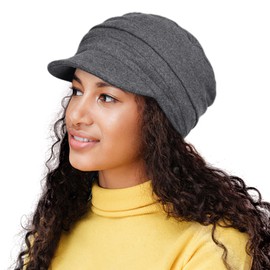 Alnorm Warm Newsboy Flat Cap for Girls, Youngster, Ladies, Women Dark Hemp Gray